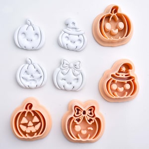 Halloween Pumpkin Clay Cutters | Jack O Lantern, Witch, Bow Earring Set #008