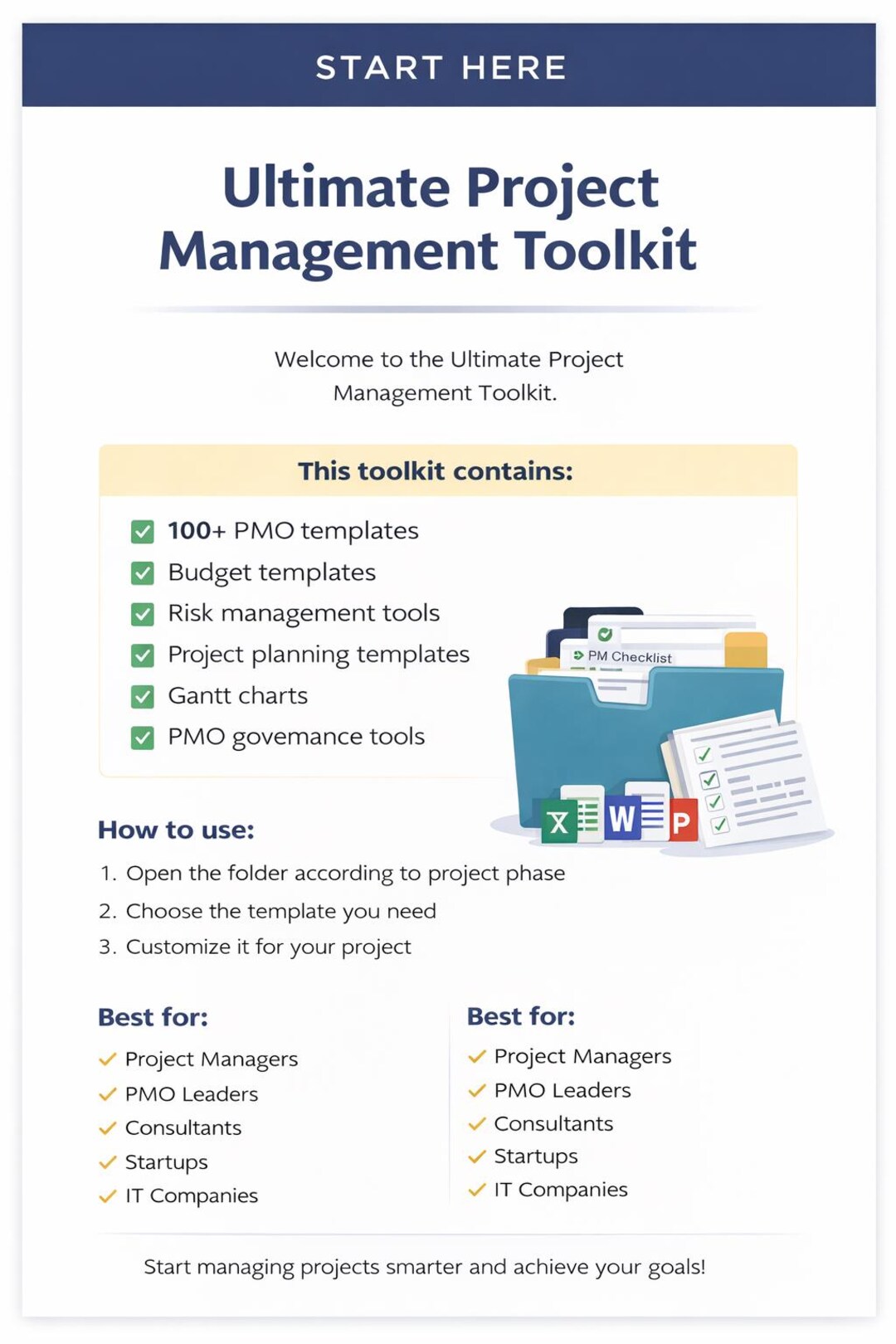 Project Management Toolkit – 100+ PMO Templates (excel, Word ...