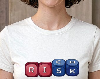 Camiseta gráfica Risk vs Rich, camiseta con estampado de dados, estilo urbano moderno, Studio Valer
