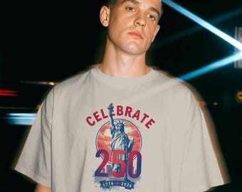 Camiseta Comfort Colors 1717 Vintage Celebrate 250 America, Camiseta unisex con estampado retro 1776-2026