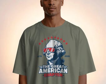 Camiseta estampada de George Washington, Camiseta del Capítulo Americano, Camiseta de algodón del 250 aniversario de EE. UU.