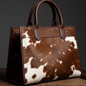 Brown Cowhide Hair-On Tote Bag | Genuine Leather Western Handbag Purse