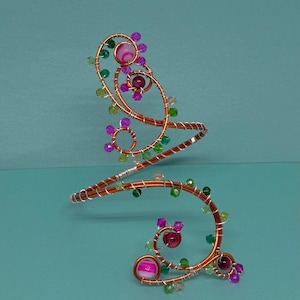 Enchanted Wire Wrapped Arm Cuff, Handmade Fantasy Jewelry, Gift for her