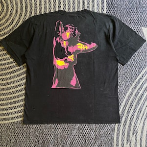 Camiseta vintage Madonna, jaqueta Van, estampa pop art, preta, tamanho XL, estilo japonês, final dos anos 90, início dos anos 2000.