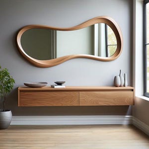 Model 3D ramy lustra z falą organiczną | Nowoczesna, nieregularna dekoracja ścienna (pobranie cyfrowe)