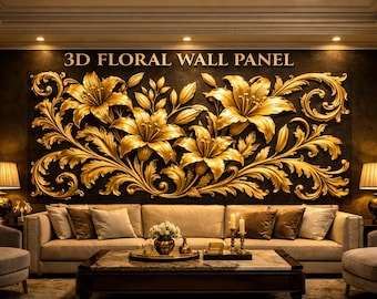 3D Wall Panel | CNC Floral Relief, Modern Interior Art (STL, RLF)