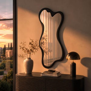Organic Mirror Frame Design – Modern CNC Cutout Digital File (dxf, ai, pdf)