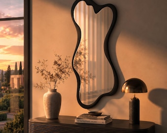 Organic Mirror Frame Design – Modern CNC Cutout Digital File (dxf, ai, pdf)