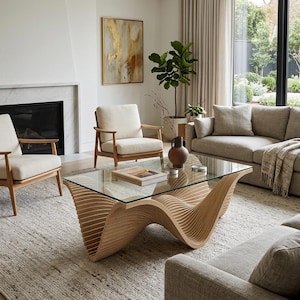 Parametric Coffee Table CNC File | Modern Wave Design Wood Table (Digital Download)