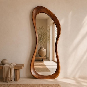 Organic Mirror Frame STL File | Modern Floor Mirror CNC Router Design (Digital Download)