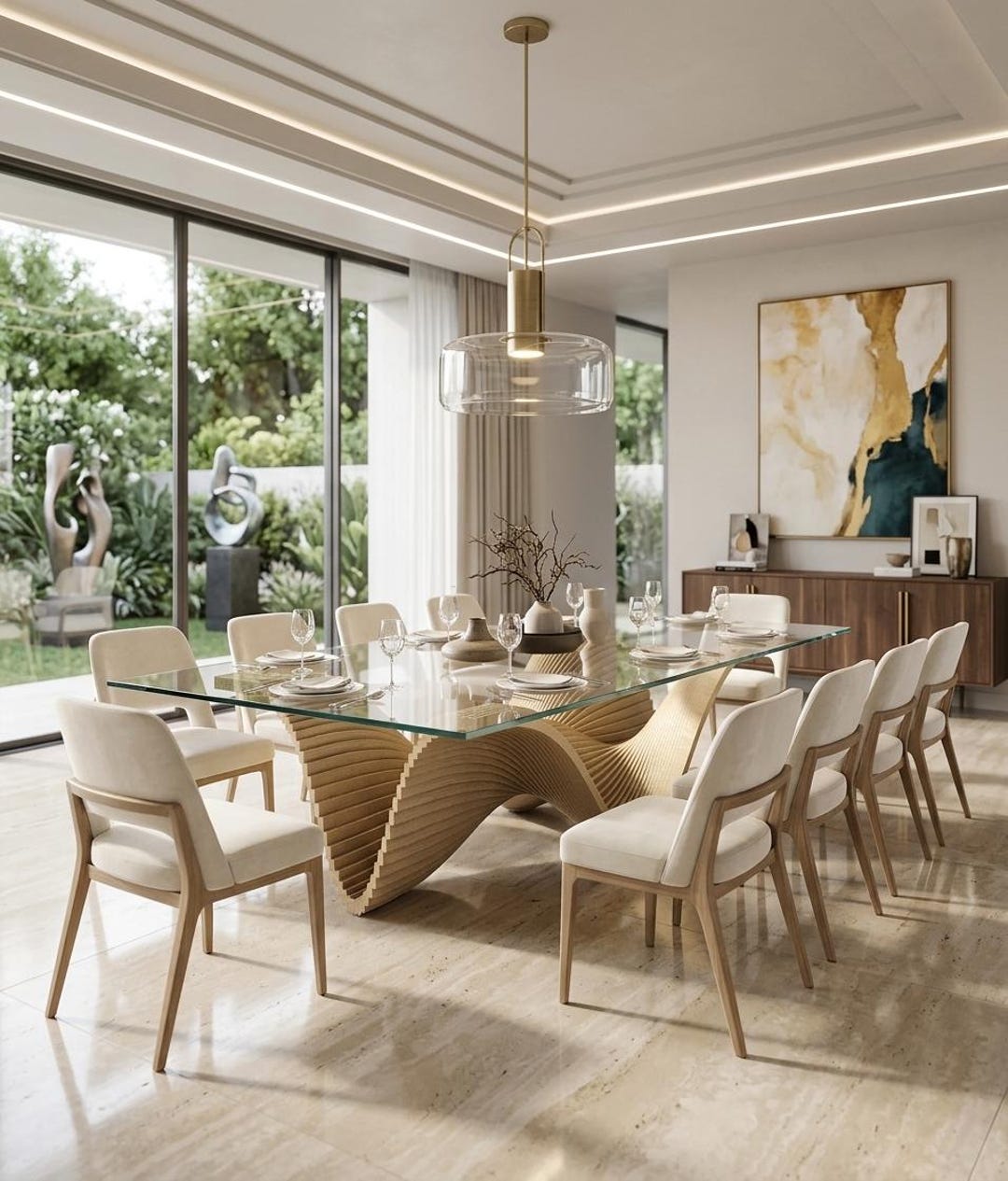 Parametric Wooden Dining Table CNC File | Modern Wave Design