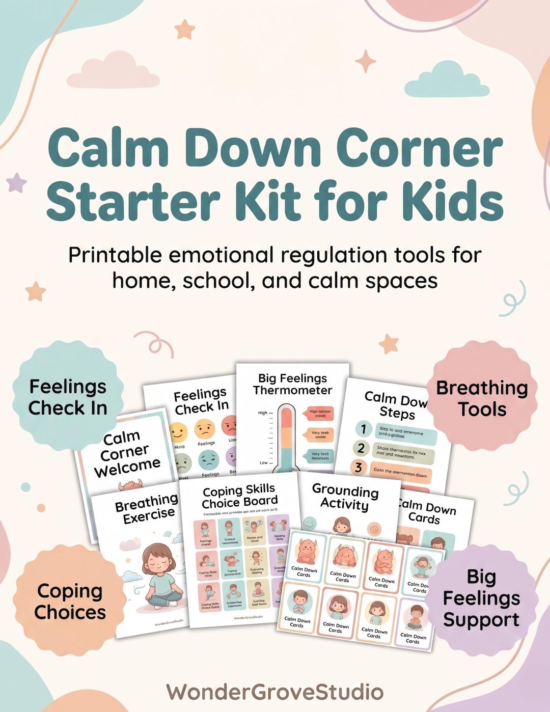 Calm Down Corner Kit for Kids, Emotional Regulation Printables, Calm ...