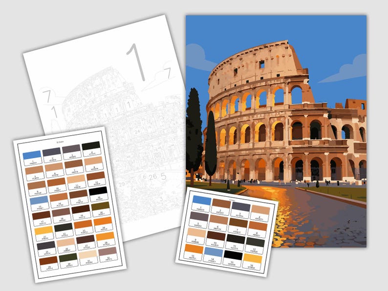 What Colour Is Rome Colosseum Rome Color by Number Printable, Ancient Architecture Art (PDF ...