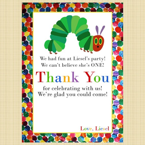The Very Hungry Caterpillar Thank You card Digital or | Etsy