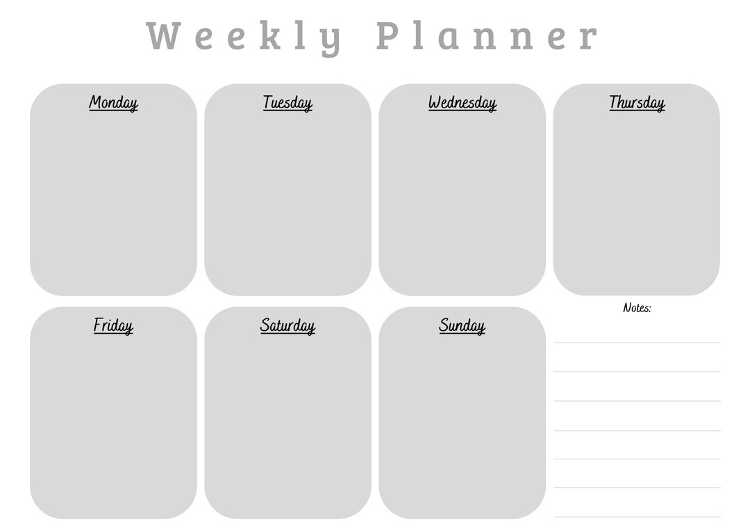 Printable Weekly Planner | Minimal Planner | Digitaldownload | A4 A5 - Etsy