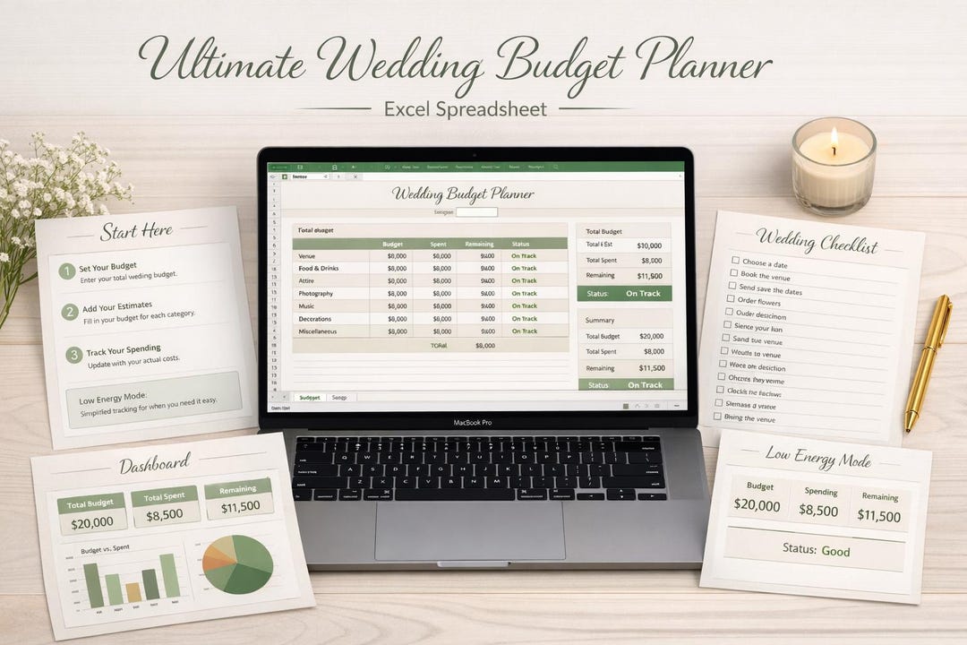 Wedding Budget Planner Spreadsheet | Minimal Bridal Expense Tracker ...