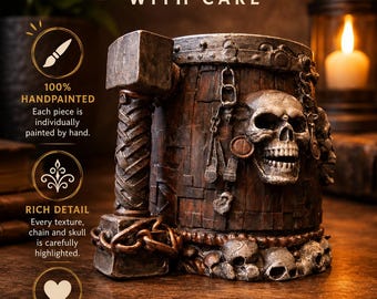 Skull Tankard Planter, Hand-Painted Gothic Fantasy Desk Decor