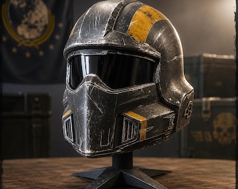 Battle-Worn Space Infantry Helmet, Hand-Painted Wearable Sci-Fi Cosplay Prop