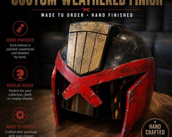 Dystopian Judge Style Helmet, Wearable Battle-Worn Cosplay Prop