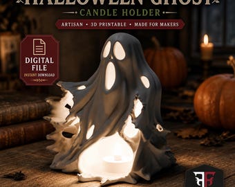 Portacandele a forma di fantasma luminoso in formato STL / File per stampa 3D a tema Halloween (download digitale)