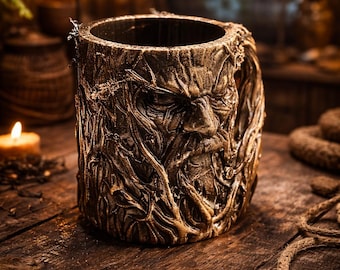 Tree Face Mug Planter, Forest Spirit Woodland Desk Decor