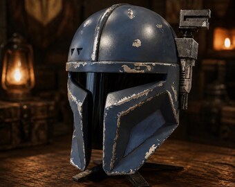 Heavy Mandalorian Helmet – Hand-Painted Paz Vizsla Cosplay Prop, Battle-Worn or Clean