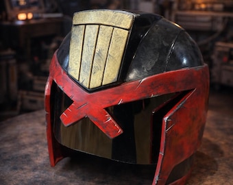 Hand-Painted Dystopian Judge Helmet, Custom-Sized Wearable Cosplay Prop
