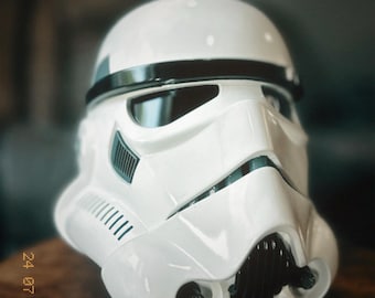 Elmetto da soldato fantascientifico bianco pulito, accessorio per cosplay da soldato galattico, armatura in PLA stampata in 3D
