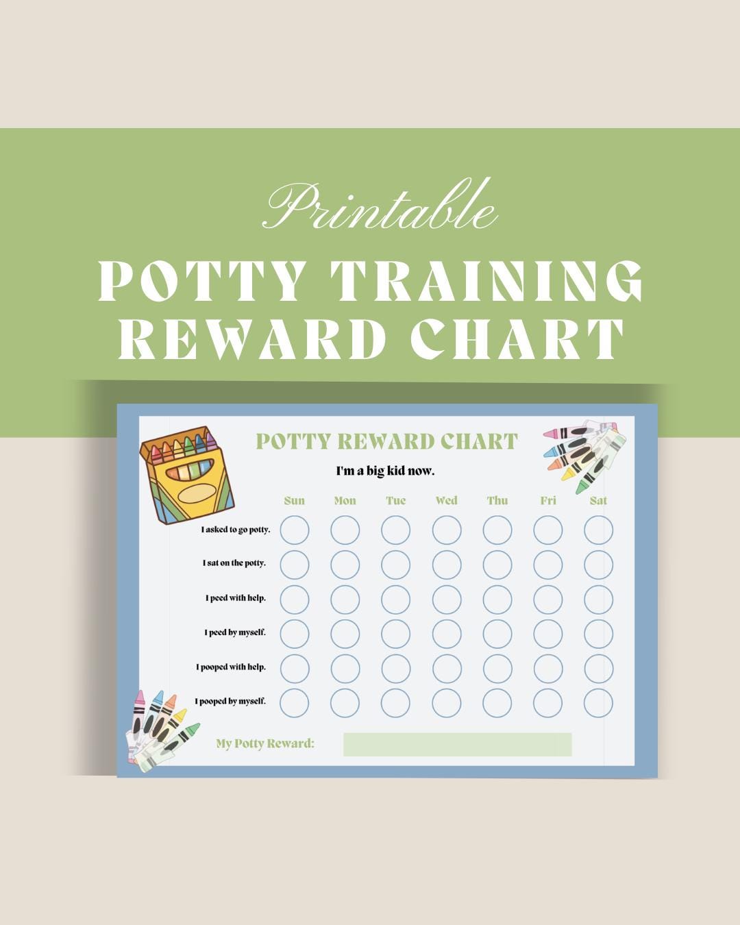 Potty Training Reward Chart, Printable Sticker Chart (digital File) - Etsy