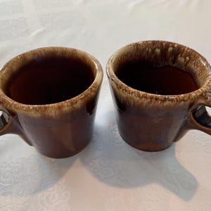 Hull Pottery Brown Drip Ceramic Coffee Mugs