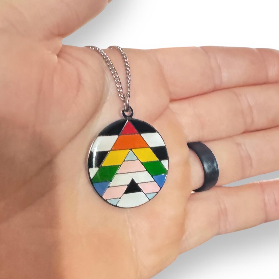 Straight Ally Pride Pendant, Trans Ally Necklace, Nickel Free Stainless ...