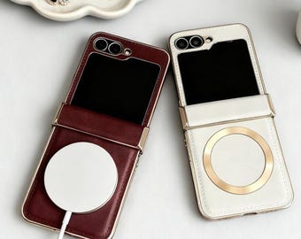 Funda magnética de lujo para teléfono Samsung Galaxy Z Flip Series, cubierta protectora para bisagras