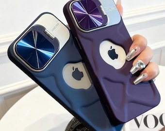 Funda magnética para iPhone con soporte – Protección de la cámara, diseño geométrico, antihuellas