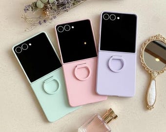 Funda para teléfono con anillo para Samsung Galaxy Z Flip 7, 7FE, 6, 5 / Cubierta protectora mate