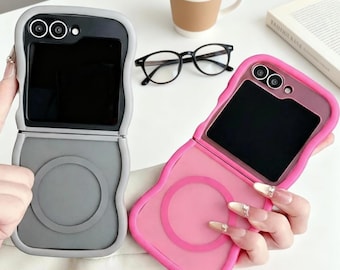 Funda tipo libro mate para Samsung Galaxy Z Flip Series / Cubierta con diseño geométrico de ondas esmeriladas