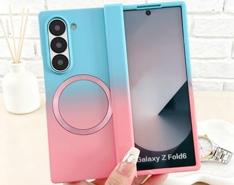 Funda magnética delgada bicolor para Samsung Galaxy Z Fold 7, 6, 5, 4, 3 / Funda protectora a prueba de golpes