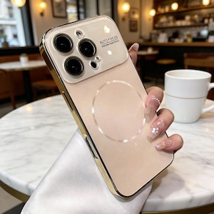Magnetyczne etui tytanowe do iPhone'a 17 16 15 14 Pro Max | Matowa, twarda obudowa z osłoną obiektywu Złoto