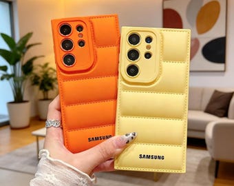 Puffer Jacket Style Samsung Galaxy Case S26 S25 S24 S23 S22 S21 Ultra Plus and A Series | Soft Wave Design Shockproof Protective Cover