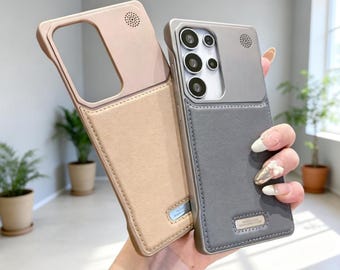 Minimalist Leather Samsung Case, Magnetic Wireless Charging Compatible for S26 S25 S24 S23 S22 Ultra Plus | Slim Protective Cover