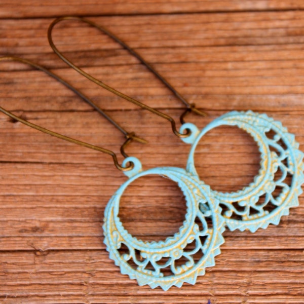 Aqua blue Patina Earrings