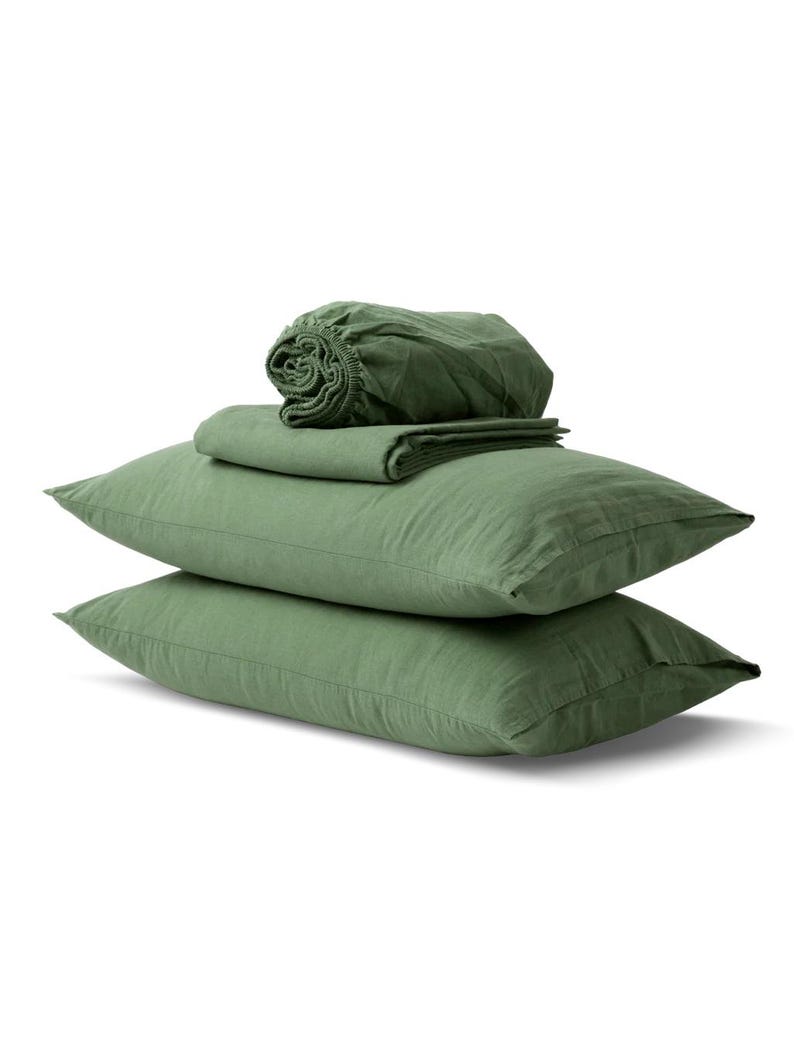 Linen Roots Sheets 100% French Flax Linen Sheet Set, Softened Breathable Bedding, 4-piece ...