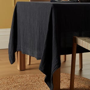 Charcoal Schwarz Baumwolle Tischdecke, Boho Handmade Hochzeit Tischwäsche