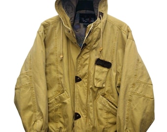 Performance Rothschild Hooded Bomber Jacket Mens Large Mustard VTG 90s Gorpcore