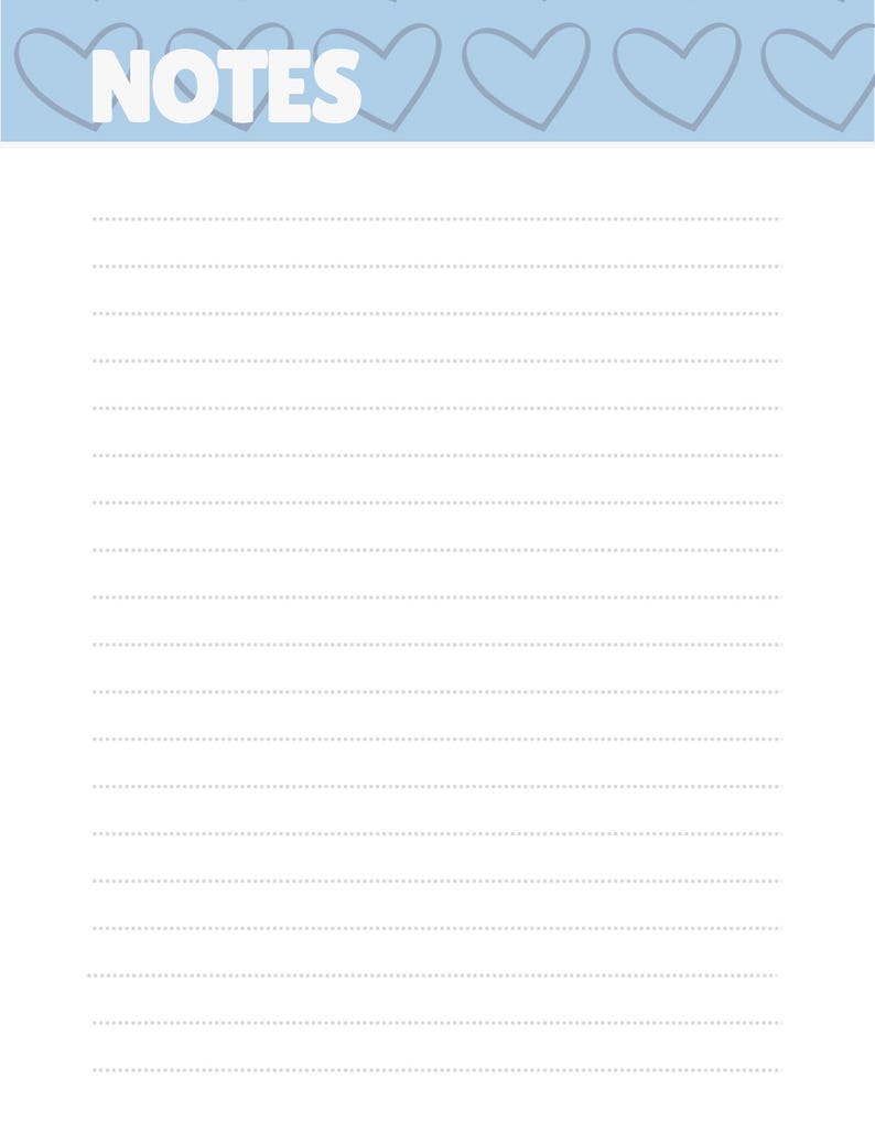 Printable Notes Page | Lined Digital Notepad for School or Work ...