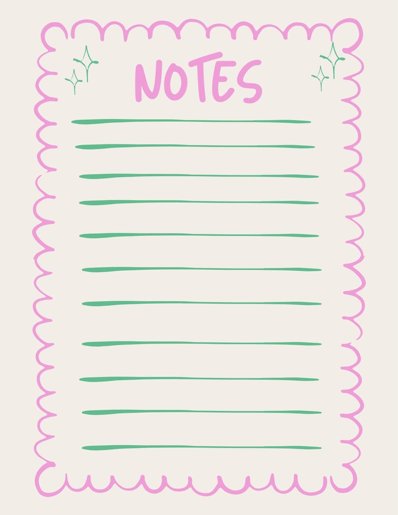 Printable Notes Page | Lined Digital Notepad for School or Work ...