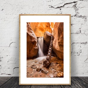 Kanarraville Canyon Wasserfall Fotodruck Fotografische Kunst, Wand Kunst Dekor, Arizona Canyons, Seite Arizona Fotografie, Slot Canyon