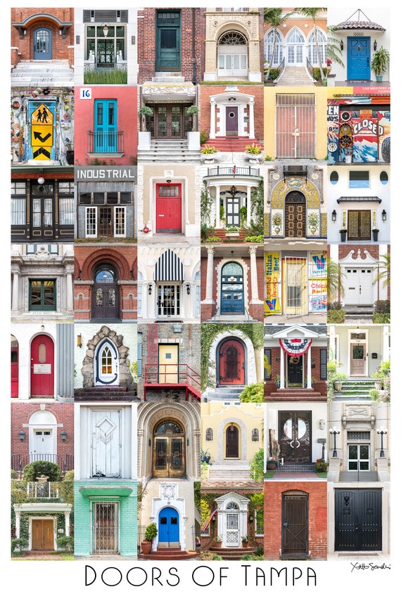 Tampa Florida Wall Art Print, Colorful Doors Photography Poster, Ybor City Architecture Decor, Tampa Travel Art, Florida Home Decor