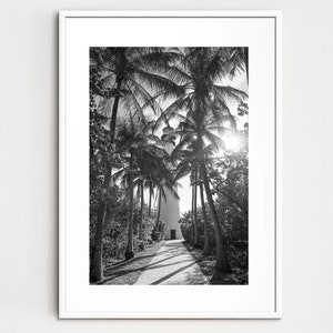 Cape Florida Key Biscayne Lighthouse Miami Key West Sunrise Photograph Print Tropical Coastal Wall Art Decor