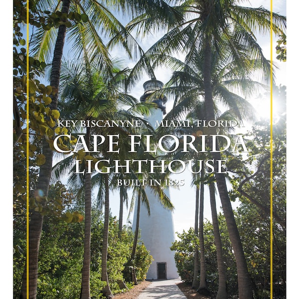 Cape Florida Lighthouse in Key Biscayne Miami Spectacular Photography Architecture Poster 12" x 18"