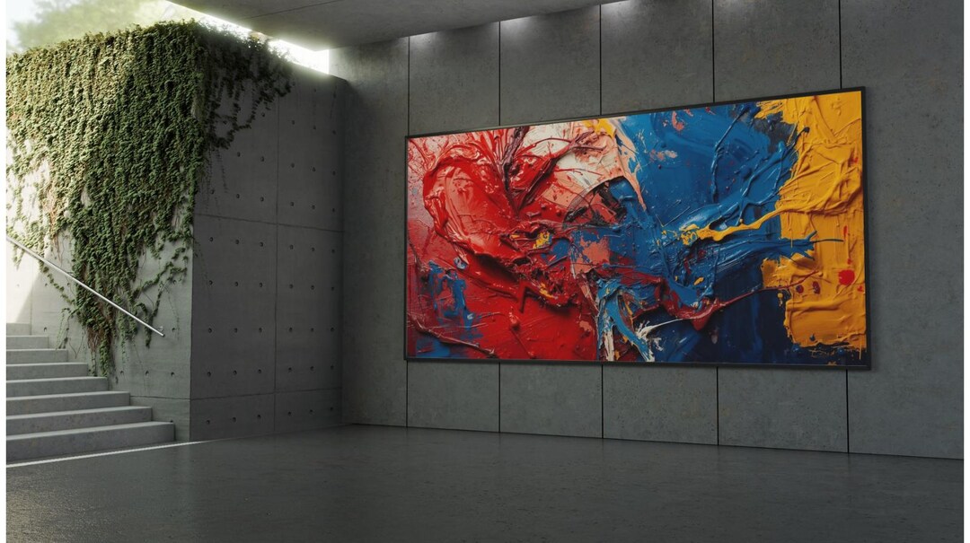 Abstract Expressionist Wall Art, Bold Red Blue Yellow Canvas Print ...